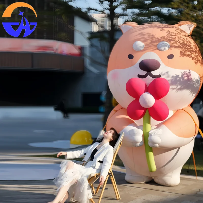 Modello gonfiabile dell'aria del Corgi del cucciolo del fumetto, oggetti di scena della decorazione del centro commerciale all'aperto degli animali Shiba Inu