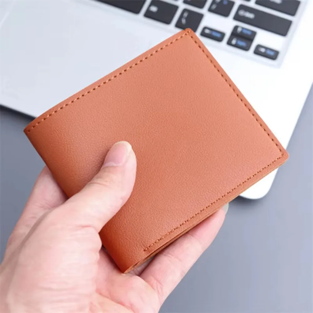 Cartera de cuero PU a la moda para hombre, bolso para tarjetas con ranura para múltiples tarjetas de gran capacidad, monedero plegable de alta calidad