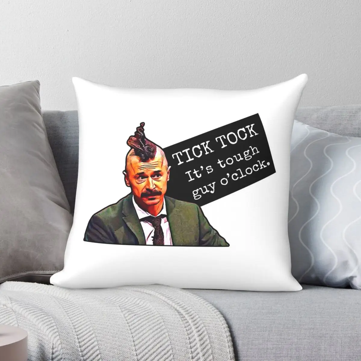 Tick Tock It's Tough Guy O'Clock Mike Wozniak Square Pillowcase Polyester Linen Velvet Pattern Zip Throw Pillow Bed Cushion Case