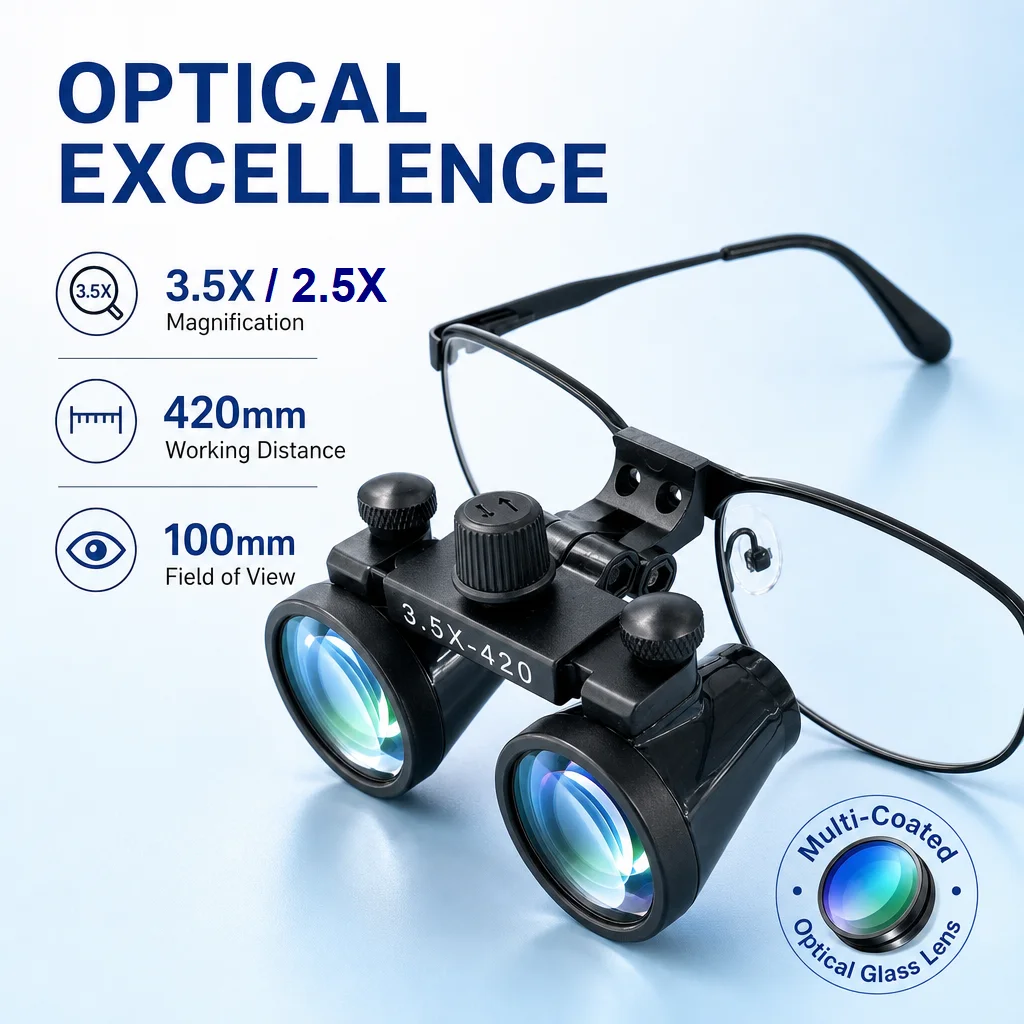 DEASIN dental 2.5X /3.5X Surgical Magnifier Dental Loupe Optional with Head Lamp Light Dentistry Equipment