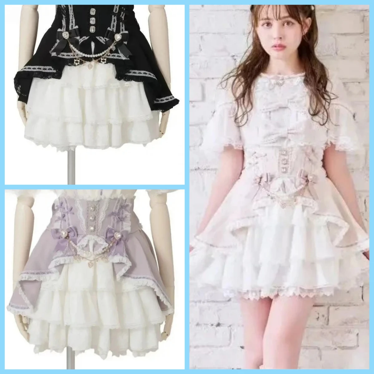 

Japanese Liz Sweet Cute Girls Detachable Chain Exquisite Four-Layer Cake Skirt Summer New Versatile High-Waisted Short Skirts