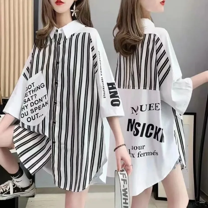 Y2k Women's Buttoned Shirt Patchwork Blouses Tops for Woman Asymmetrical Casual Vintage Trend Korean Loose Particular Top New