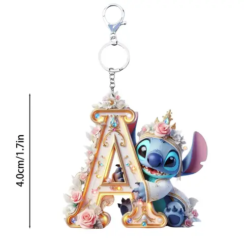 Acrylic flat 2D Stitch 26 English letters Pendant Keychain Rearview Mirror Pendant Birthday Cake Ornament Gift Animation