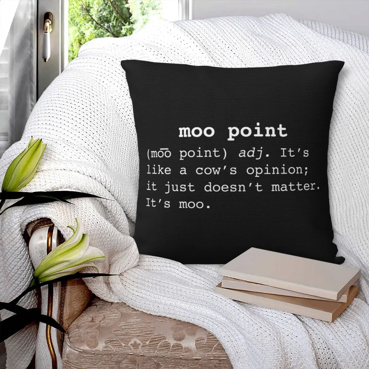 Moo Point Square Pillowcase Pillow Cover Polyester Cushion Decor Comfort Throw Pillow for Home Sofa