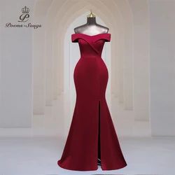 Elegant boat neck party dresses for women evening dresses side slits mermaid prom dress  formal dresses gala special events