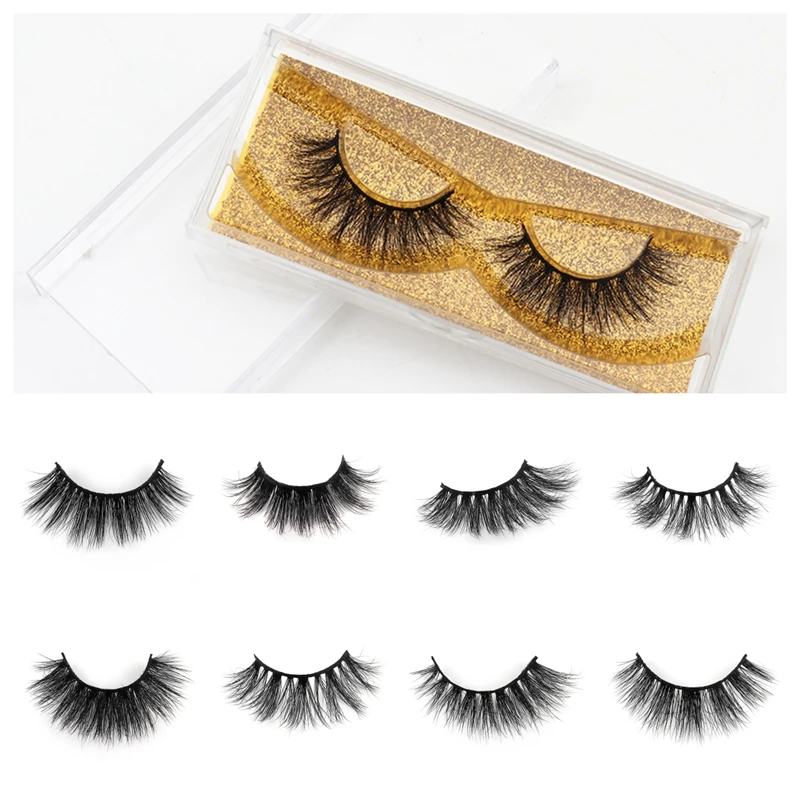 1 Pair/Boxes 100% real Mink Natural dense Durable curling pure handmade Thick Fake Eyelashes with Accept customized