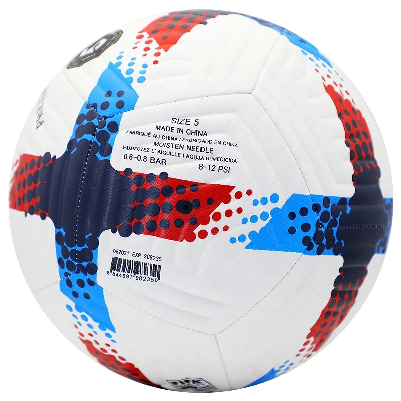 โรงงานขายส่งฟุตบอลเย็บ PU คุณภาพสูง ขนาด 5 สำหรับฝึกซ้อมมืออาชีพสำหรับผู้ใหญ่และเด็ก มีสินค้าในสต็อก รับผลิตตามแบบ