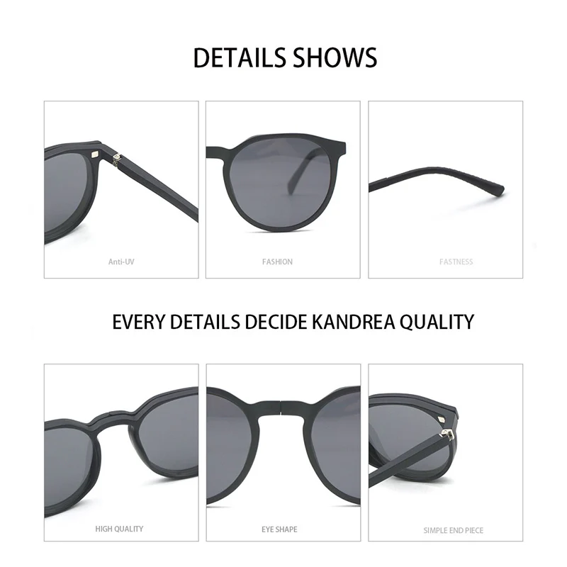KANDREA Round Sunglasses Women Man Magnetic Glasses Clip on Brand Designer 2023 Vintage Optical Myopia Eyeglasses Eyewear C8011