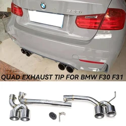 Quad Exhaust Tip For BMW F30 F31 320i 330i 328i 2017-2019 M3 Look Tailpipe Muffler Tip Nozzle Exhaust System Tips
