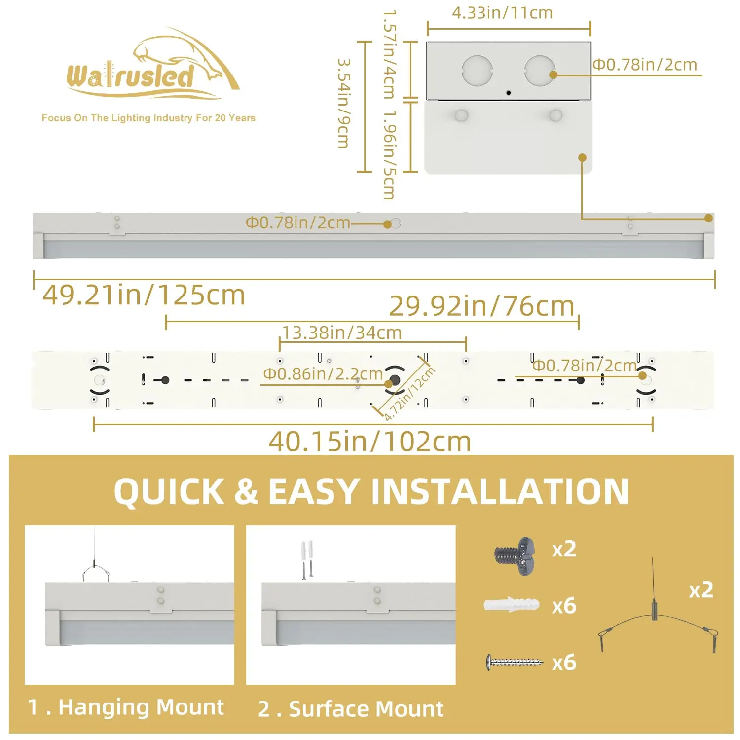 Luce avvolgibile per scale a LED da 4 piedi, 40W 5000lm 5000K 100-277V, plafoniera commerciale per negozio con avvolgimento LED da incasso FCC