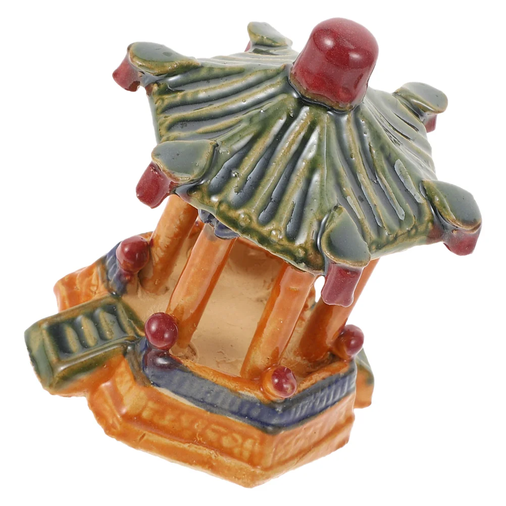 Ceramic Gazebo Asian Garden Decor Trinkets Miniature Statue Ceramics Pavilion Chinese Temple