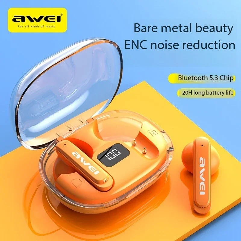 Awei T86ENC Wireless Bluetooth Headset 4 Microphone Bluetooth IPX6 Strong Waterproof Bluetooth Headset ENC Noise Reduction