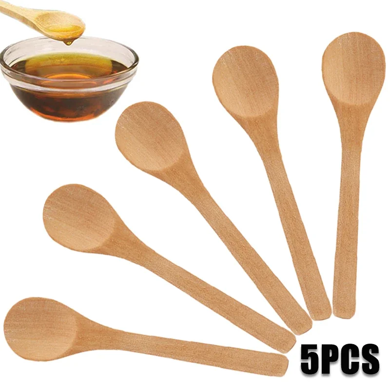 5/1PCS Wooden Tea Spoon Bamboo Tableware Condiment Utensil Coffee Dishes Spoon for Serving Cooking Tools Kitchen Utensils