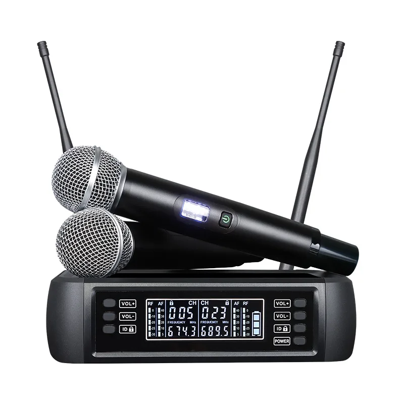 

Professional ID Locked Anti Interference Recharging Receiver And Handheld Wireless Uhf Microphone For Karaoke