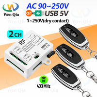 433MHz Universal Wireless Remote Control Switch 2 CH,AC 110V 220V RF Relay Receiver,for Light/Fan/Motor/Garage Door Opener etc