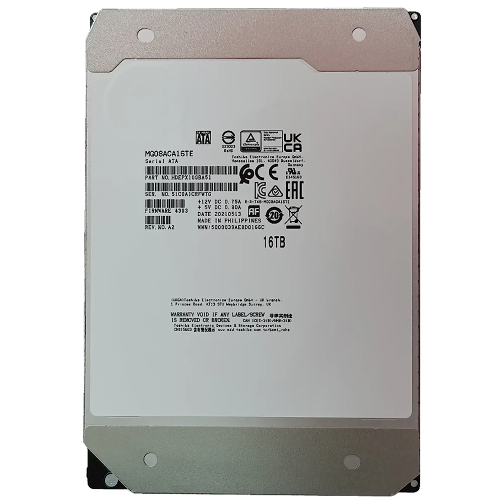 엔터프라이즈 내장 하드 드라이브, 16TB HDD SATA 3, 3.5 인치, MG08ACA16TE