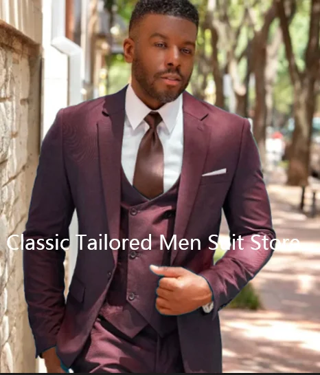 Traje clásico de corte Regular para hombre, traje Formal de 3 piezas, hecho a medida, ideal para boda, graduación, novio