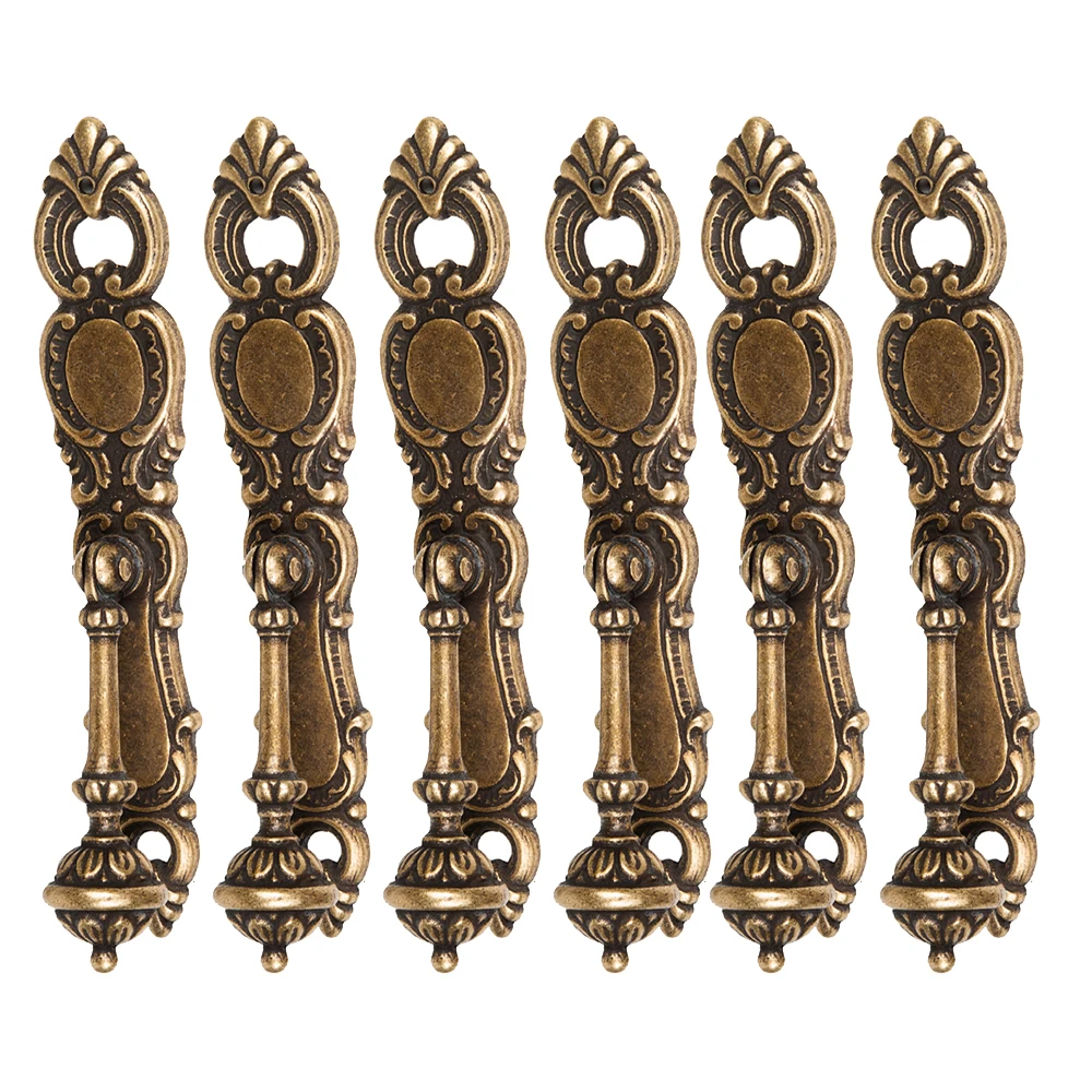 6 Un. TIRADOR Péndulo bronce envejecido Cajón Mueble clásico 131x24MM