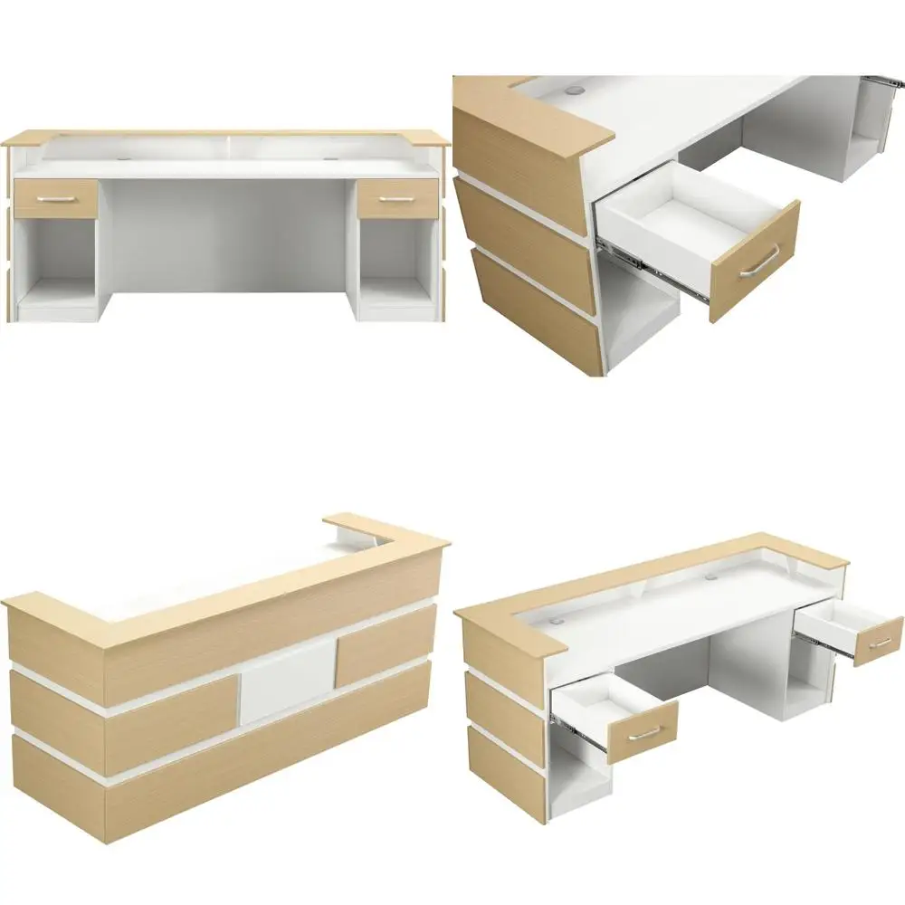

Деревянный офисный стол 87 с ящиками, направляющими и хромированными ручками | Кабельный ввод (кабельный уплотнитель) | Опция с логотипом | Подходит для салонов, спа-центров и резортов.