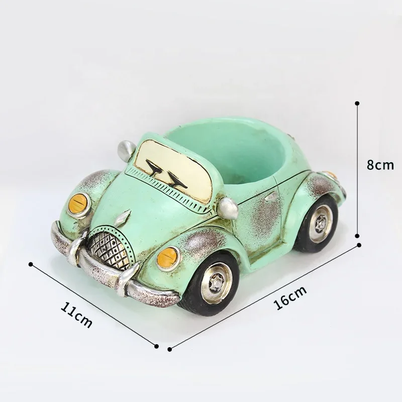 Top Sales Lovely Resin Automobile Gardening Child Birthday Gift Garden Small Flower Pots or Home Decor Planters for Indoor Plant