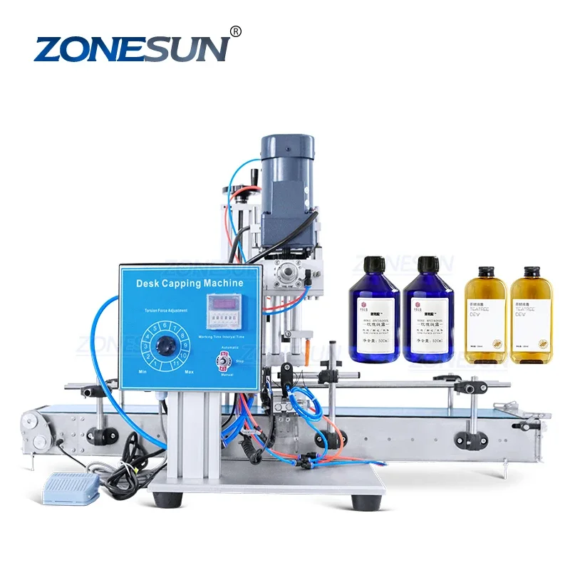 ZS-XG6100C Spray Bottles Capper Dropper Bottle Screw Cap Tightening Machine Small Compact Capping Machine With Conveyor