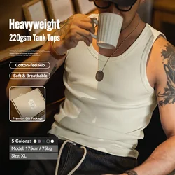 Maden Casual Men's Sleeveless Tank Tops Heavyweight Solid Color Ribbed Vest for Summer Slim Fit Sports Fitness Training T-shirt
