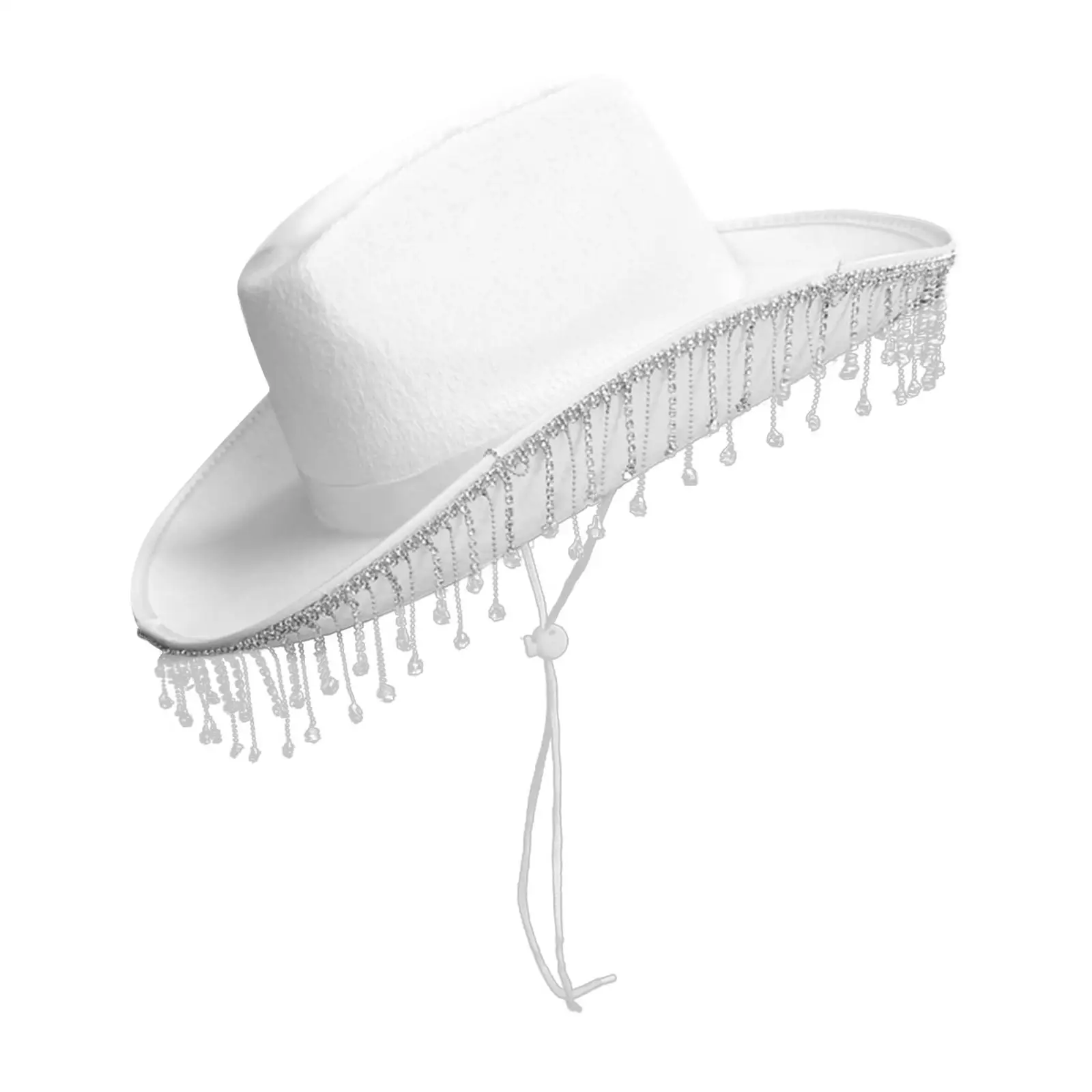 White Bride Crystal Cowgirl Hat Lightweight Simple and Generous Wide Brim Felt Cloth for Bridesmaid Favors Parties Costumes