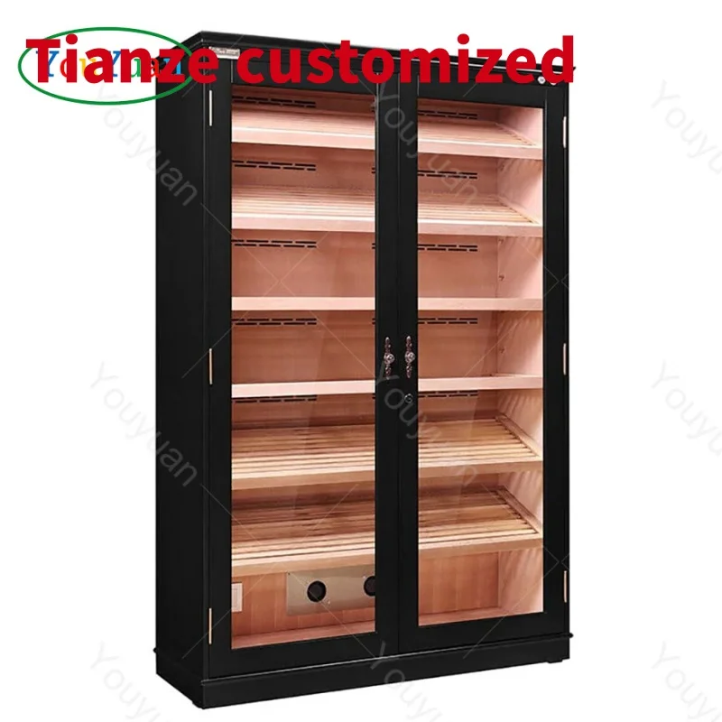 (customized)Cigar showcase Spanish cedar humidor cigar cabinet wooden cases wooden lighting display cigar shop fitting