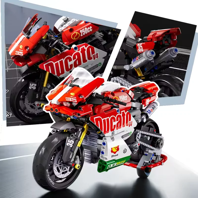 

1:10 Racer Motorcycle 800+PCS Building Blocks Set MOC Bricks Motorbike Model DIY Christmas Gift Toy For Boys Kids Adult Children