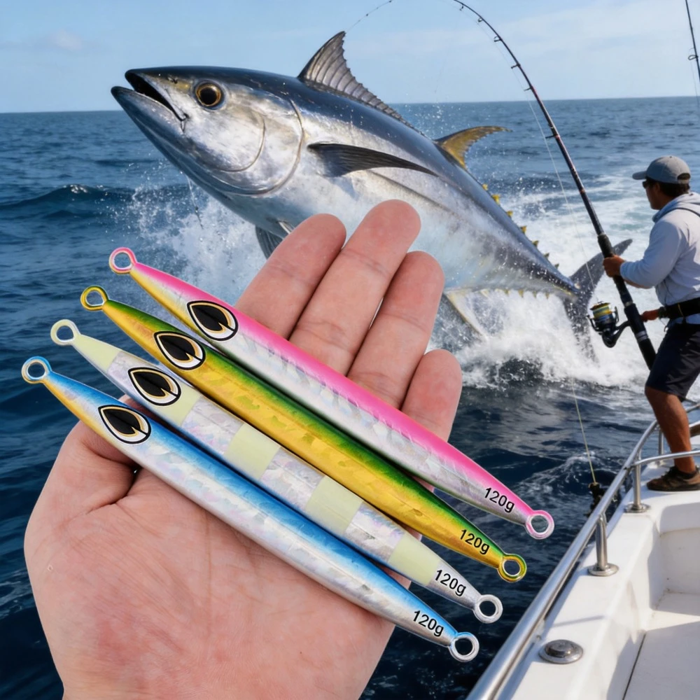 新しいホットグローファーストシンキング深海ジグ120g-400gダブルフック付き海水ボート釣りマグロサバ釣り道具