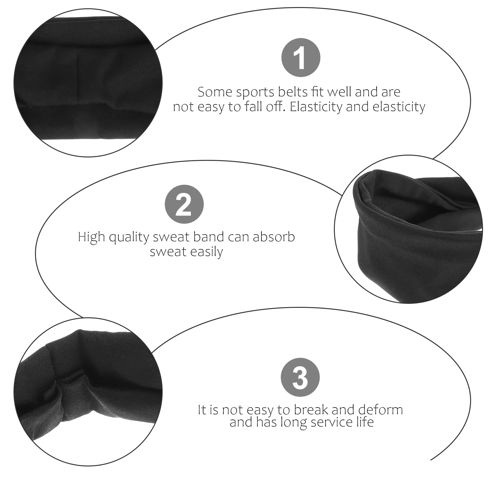 

3Pcs Sweat Headbands Sports Elastic Sweatband Durable for Workout Running Yoga Gym Outdoor Fitness Athletic Use