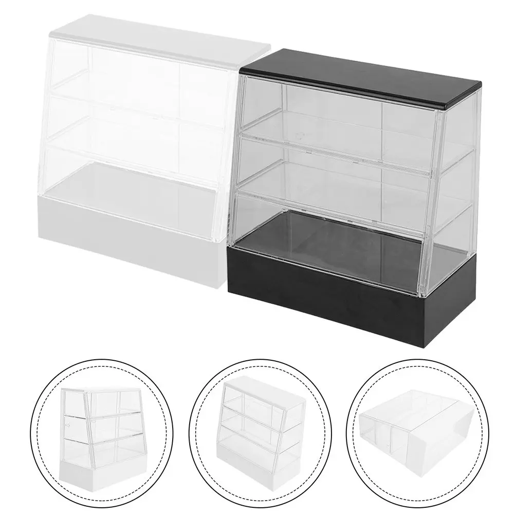 

2 шт. Миниатюрный демонстрационный шкафчик для тортов, имитация прозрачного мини-шкафа, пластиковая мебель для кукольного домика, декор, белый, черный