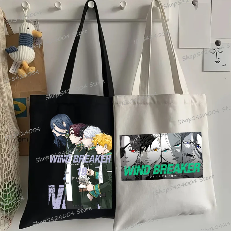 

Wind Breaker Anime Canvas Tote Bags Women Cartoon Fashion Haruka Sakura Hajime Umemiya Casual Student Wind Breaker Shoulder Bag