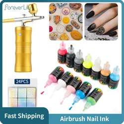 10ML DIY Airbrush Nail Art Inks Acrylic Paint Ink Set Airbrush Pigments for Spray Art Nail Stencils Painting Nail Tools