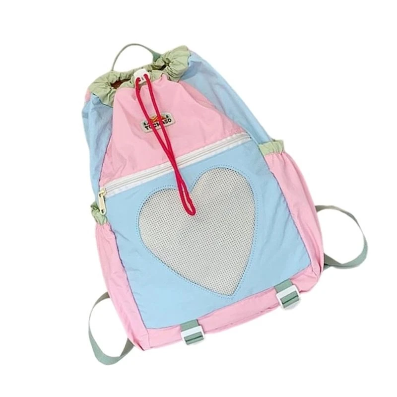 

340D Fashionable Patchwork Hiking Backpacks For Women Practical Nylon Construction School Bag Adjustable Shoulder Strap