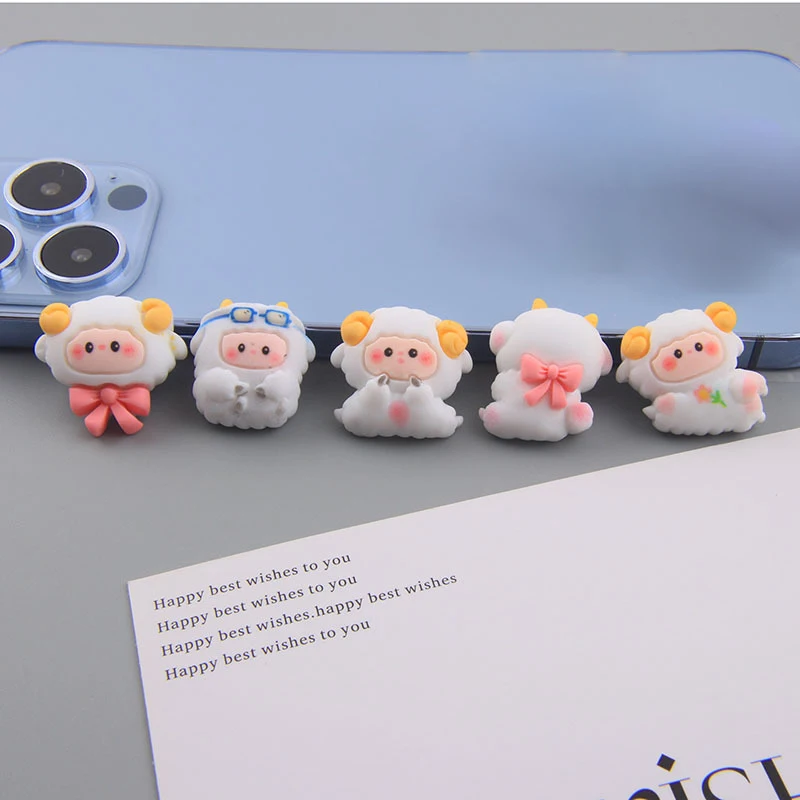 10Pcs Cute Animals Sheep Charms For Earrings Keychain Jewelry Making Cute Pendants Flatback Patch for Fridge Magnet C947