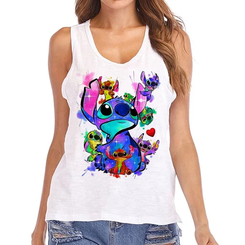 Streetwear Gothic Disney Lilo Stitch Tank Top Funny T Shirt Women Vest Stitch T-shirt Graphic Tshirt Tee Female