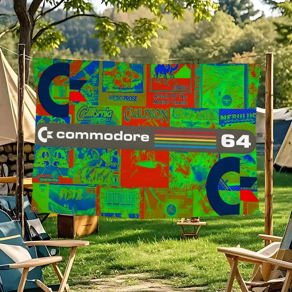 Commodore C64 Logo Small Size Cheerleading Banner Hand Pulled Flag Outdoor Atmosphere Flags