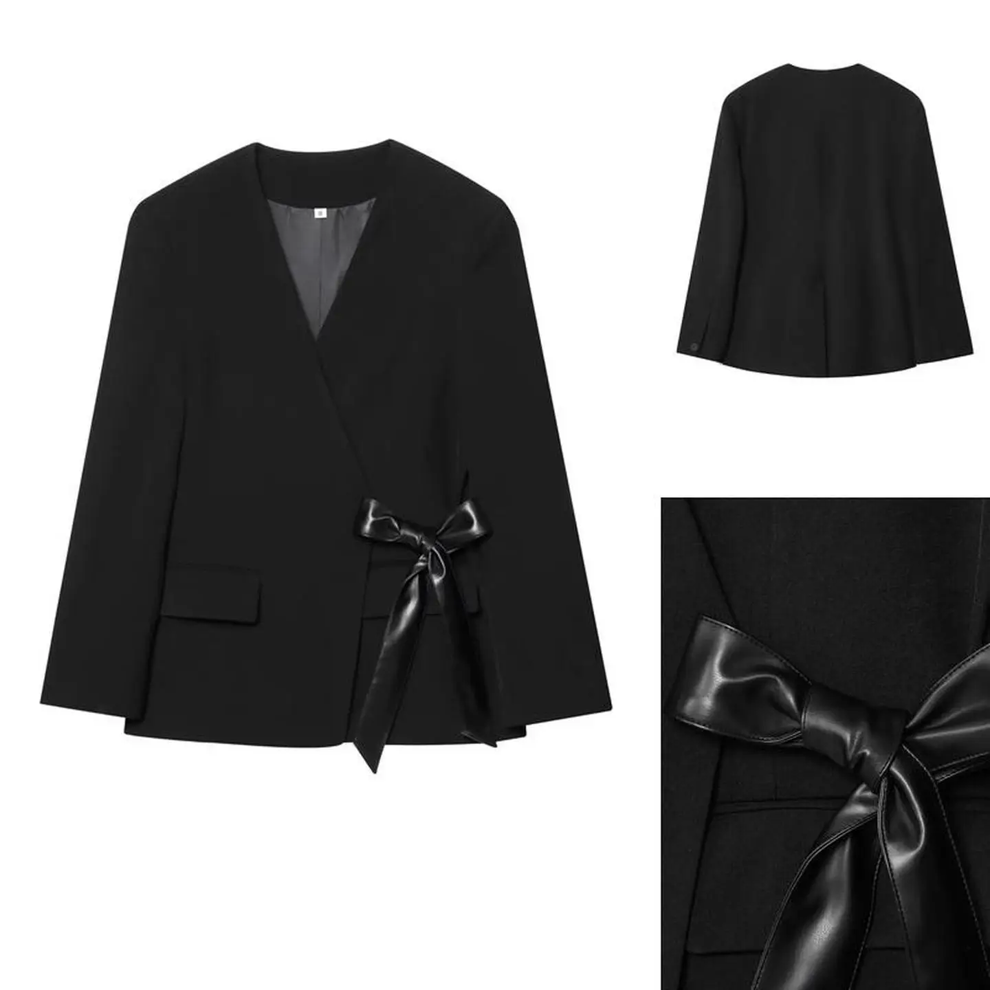 

Повседневный свободный костюм с запахом Jaet, универсальный дизайн ранней осени, женская деловая одежда с узлом