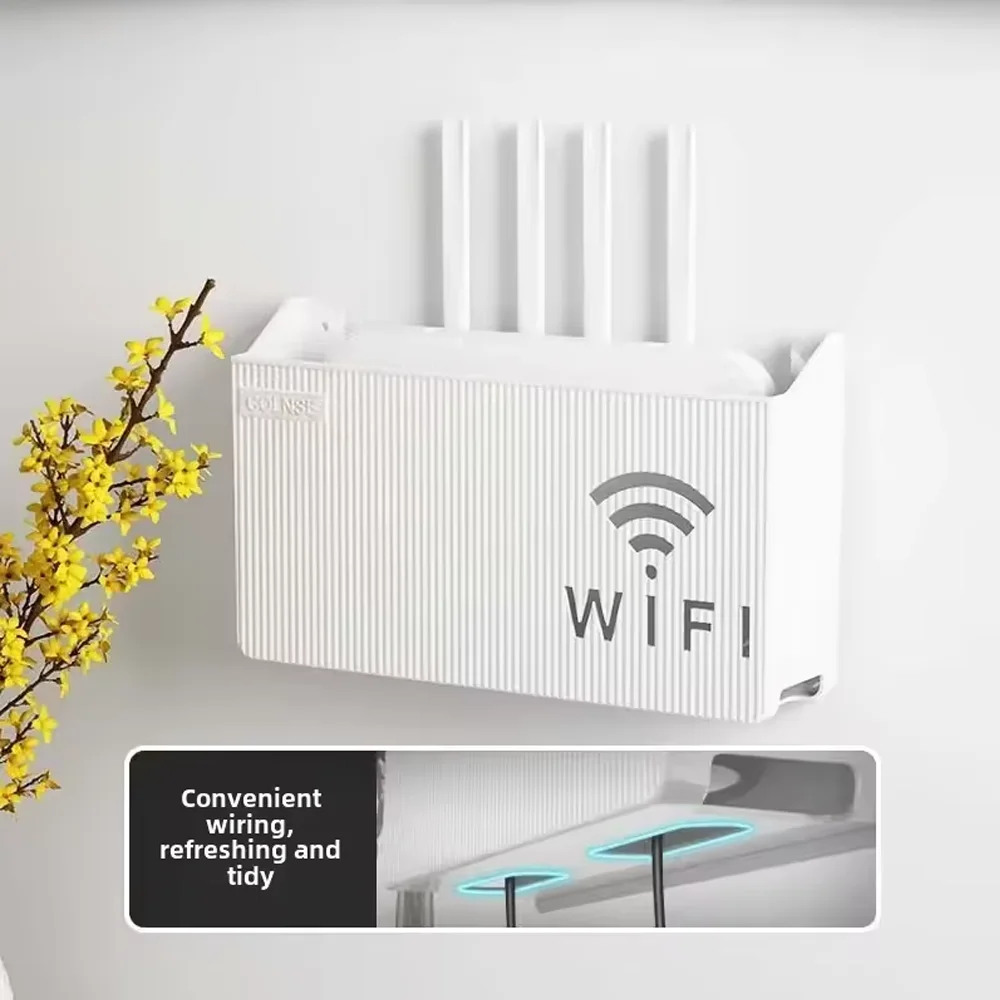 1 Stück Wandmontierte WLAN-Router-Halterung ABS Aufbewahrungsbox Router-Regal Kabel- und Stromhalter Organizer-Box für Wohnzimmer