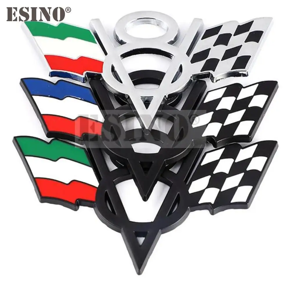 Car Styling V8 Italy France Germany England America US Flag Badge Metal Zinc Alloy Car Badge Body Fender Adhesive Emblem
