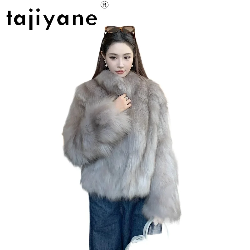 

TAJIYANE 100% Natural Fox Fur Coat Women Stand Collar Real Fur Jacket Winter Woman Clothing 2025 Luxury Furry Jackets Fourrure