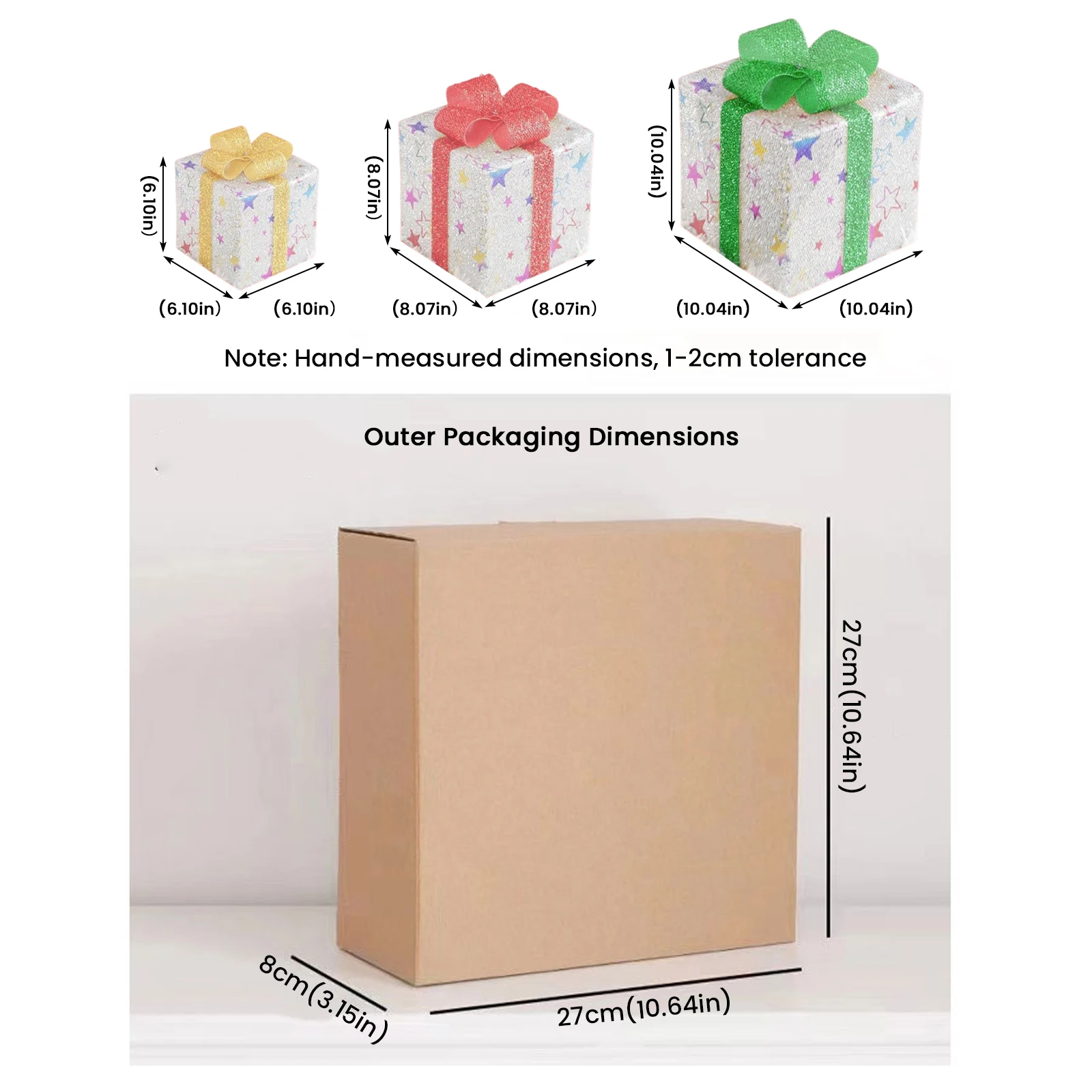 3 Buah Kotak Hadiah Natal Berlampu LED Kotak Hiasan Lampu Hangat Bertenaga Baterai Kotak Hadiah Ornamen Dekorasi Rumah Pesta Halaman