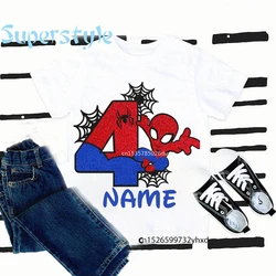 Boys 2 3 4 5 6 7 8 Years Birthday Marvel Spiderman Shirts Personalize Name Birthday Girl T-shirt Super Hero Birthday Party Wear