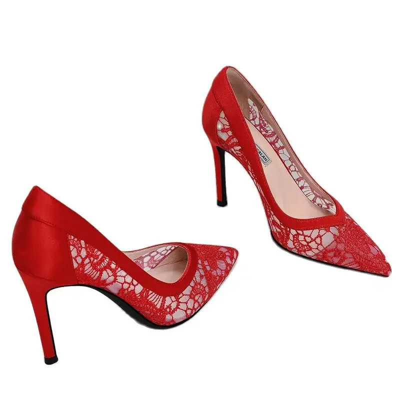 

Женские свадебные туфли большого размера на высоком каблуке с острым носком на высоком каблуке 31–44, туфли-лодочки для невесты, женские туфли на шпильке