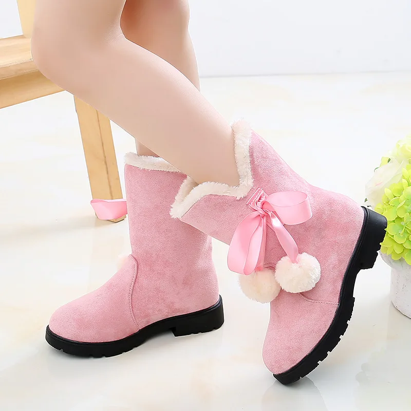 2023 Winter New Girls Boots Warm Cotton Boots Princess Long Children\'S Shoes Kids In The Boots 3 4 5 6 7 8 9 10 11 12 Year Old