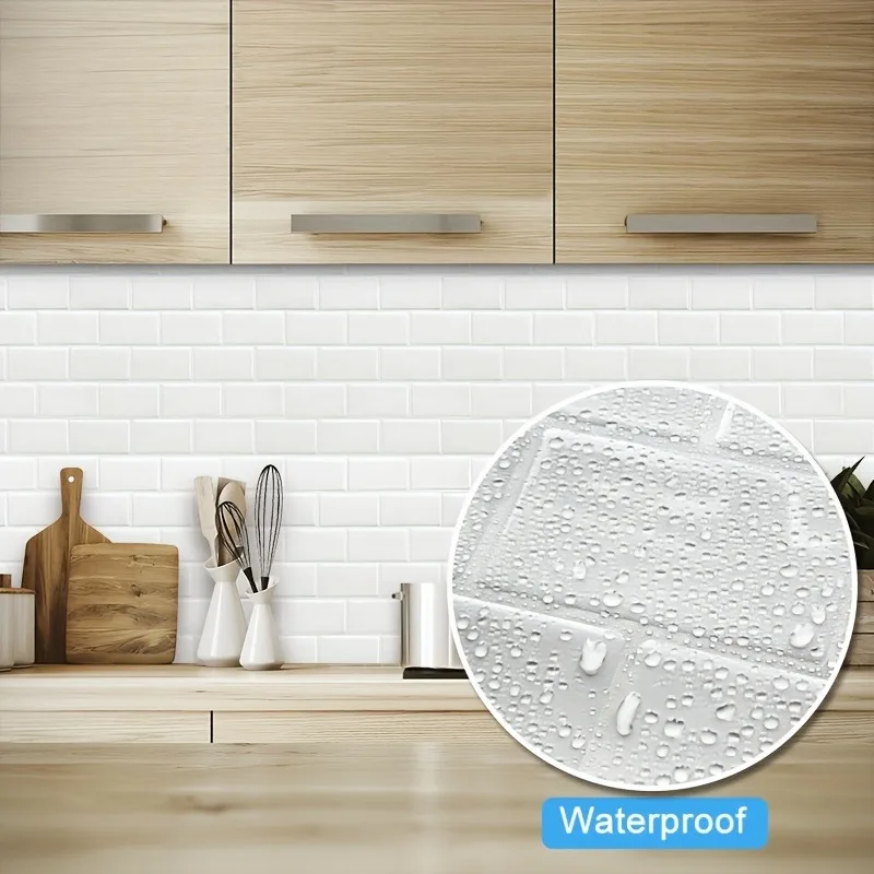 12*12 Inch Large Self-Adhesive Tile Sticker Vinyl Waterproof Peel and Stick Wallpaper Bathroom Kitchen Oil-proof Wall Stickers