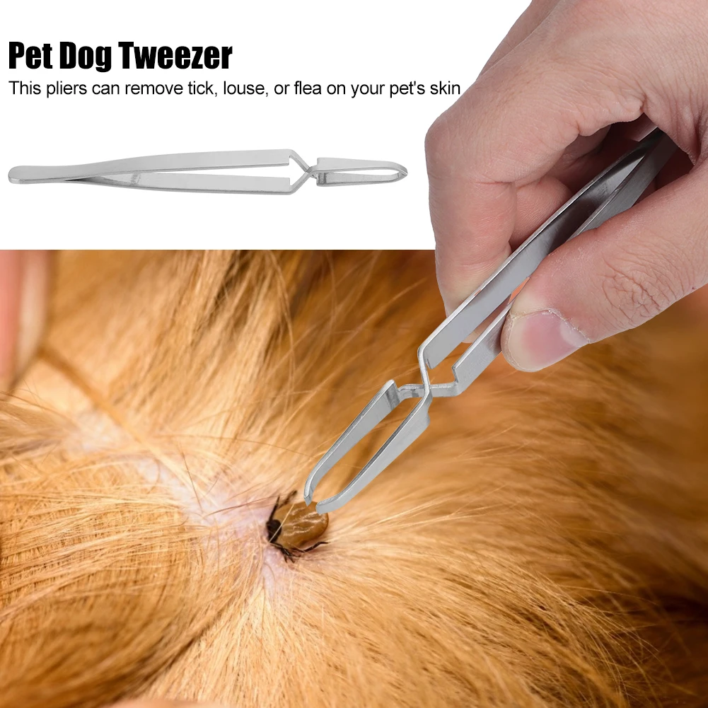 1PC Pet Flea Remover Stainless Steel Tick Removal Tool Flea Treatment Tweezers Hook Professional Tool for Cat Dog Grooming