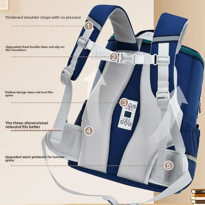 طلاب المدارس الابتدائية العمود الفقري حماية الخصر سعة كبيرة حقيبة مدرسية للأطفال النمط البريطاني الصبي حقيبة مدرسية خفيفة فتاة على ظهره