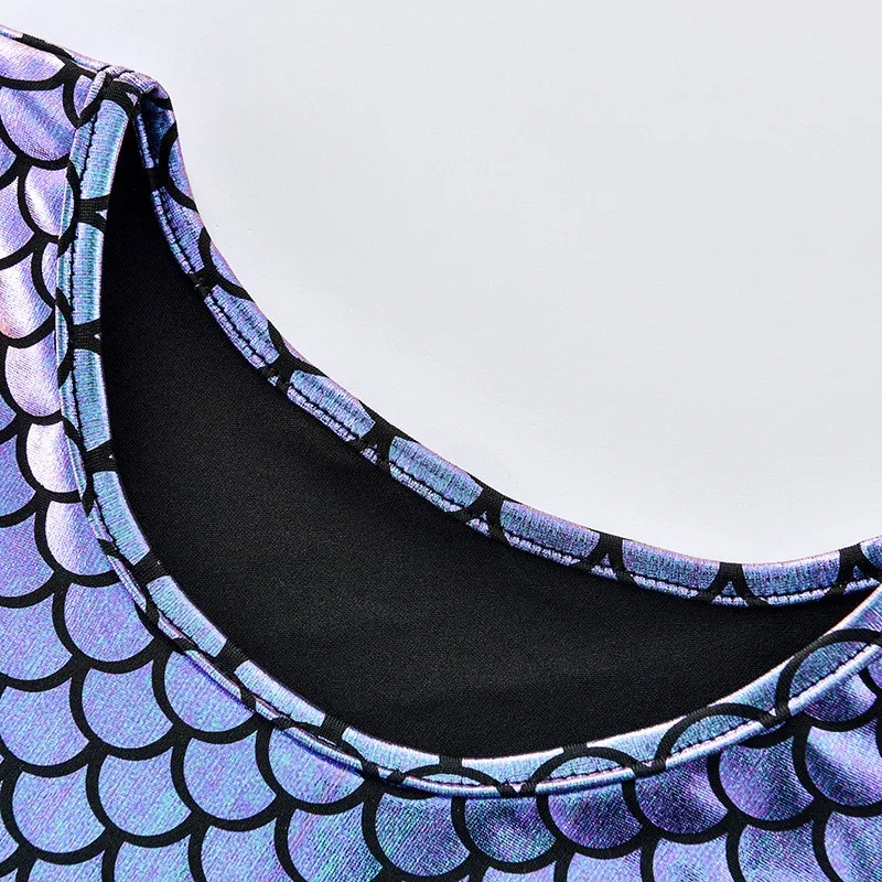 Kleinkind Mädchen Blau Lila Rosa Farbverlauf Mehrlagiges Tüllkleid Glänzende Pailletten Meerjungfrauenschuppen Ärmelloses Kleid Kinder Geburtstag Fotoshooting – Detail 3